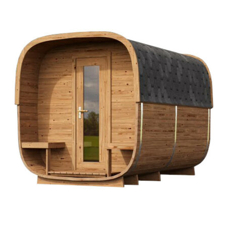 Sauna tonneau extérieur avec terrasse - Squarcle XL
