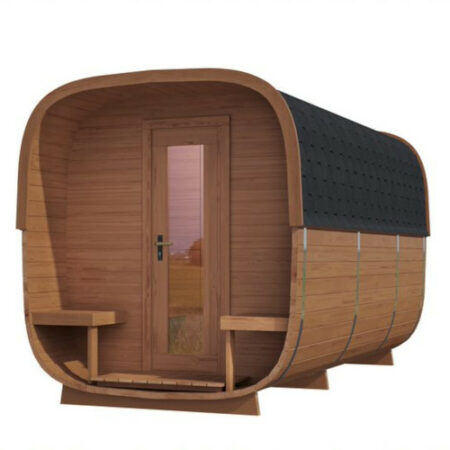 Sauna tonneau extérieur avec terrasse - Squarcle XXL