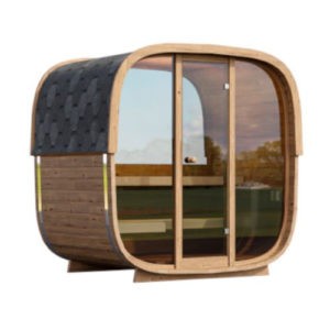 Petit sauna extérieur vitré design